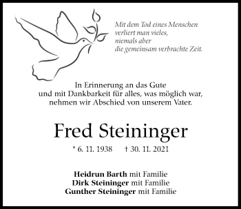 Traueranzeige von Fred Steininger von GESAMT