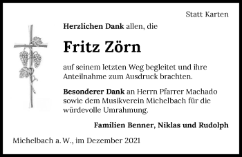 Traueranzeige von Fritz Zörn von GESAMT