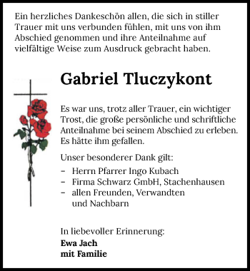 Traueranzeige von Gabriel Tluczykont von GESAMT