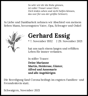 Traueranzeige von Gerhard Essig von GESAMT