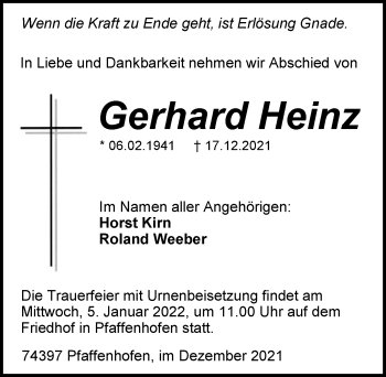 Traueranzeige von Gerhard Heinz von GESAMT