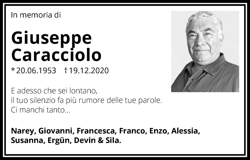  Traueranzeige für Giuseppe Caracciolo vom 20.12.2021 aus GESAMT