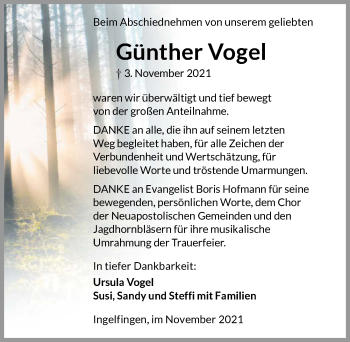 Traueranzeige von Günther Vogel von GESAMT