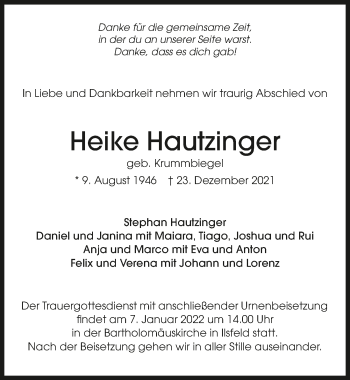 Traueranzeige von Heike Hautzinger von GESAMT