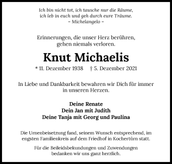 Traueranzeige von Knut Michaelis von GESAMT