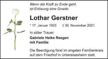 Traueranzeige von Lothar Gerstner von GESAMT