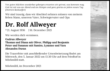 Traueranzeige von Rolf Allweyer von GESAMT