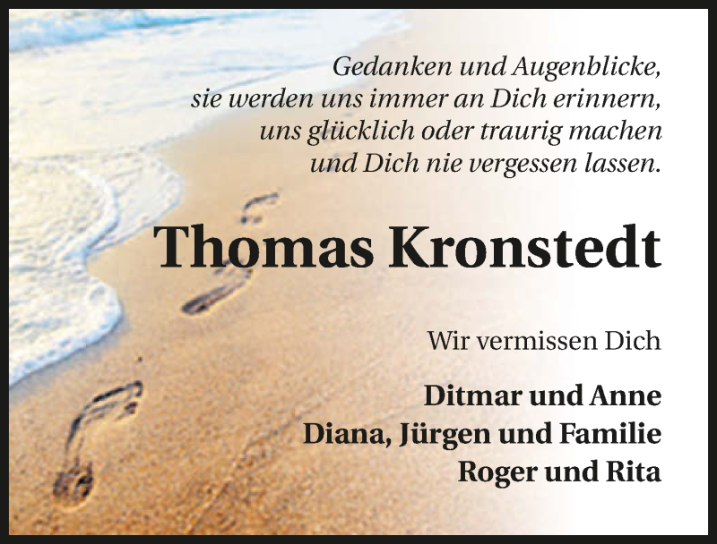  Traueranzeige für Thomas Kronstedt vom 11.12.2021 aus GESAMT