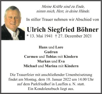 Traueranzeige von Ulrich Böhner von GESAMT