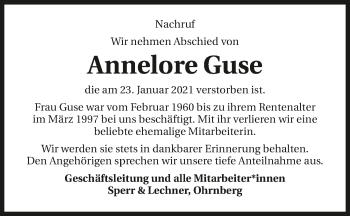 Traueranzeige von Annelore Guse von GESAMT