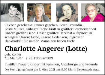 Traueranzeige von Charlotte Angerer von GESAMT