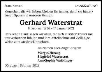 Traueranzeige von Gerhard Waterstrat von GESAMT