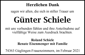 Traueranzeige von Günter Schiele von GESAMT