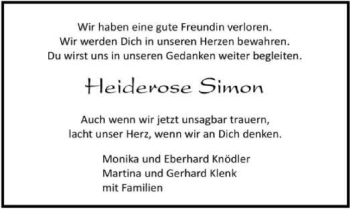 Traueranzeige von Heiderose Simon von GESAMT