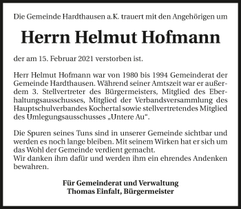 Traueranzeige von Helmut Hofmann von GESAMT