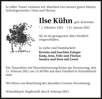 Traueranzeige von Ilse Kühn von GESAMT