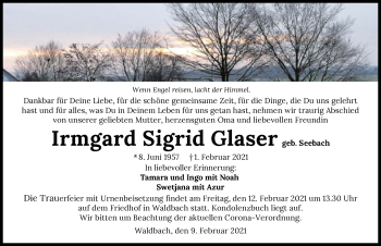 Traueranzeige von Irmgard Sigrid Glaser von GESAMT
