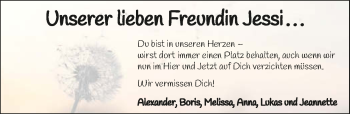 Traueranzeige von Jessica Olbert von GESAMT