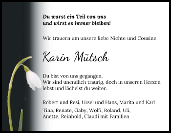 Traueranzeige von Karin Mütsch von GESAMT