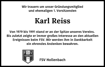 Traueranzeige von Karl Reiss von GESAMT