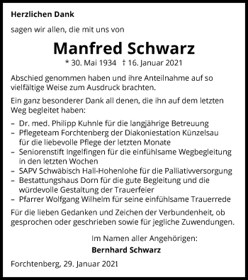 Traueranzeige von Manfred Schwarz von GESAMT
