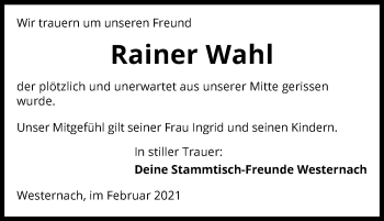 Traueranzeige von Rainer Wahl von GESAMT