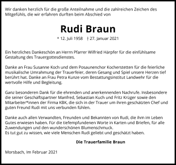 Traueranzeige von Rudi Braun von GESAMT