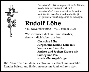 Traueranzeige von Rudolf Löhe von GESAMT