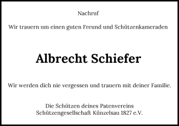 Traueranzeige von Albrecht Schiefer von GESAMT