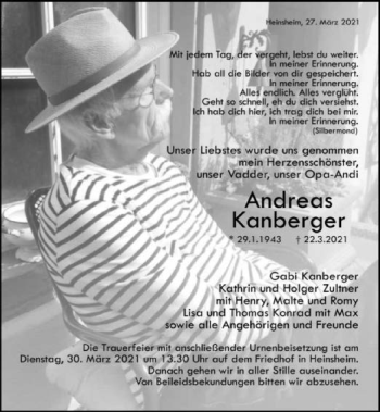 Traueranzeige von Andreas Kanberger von GESAMT
