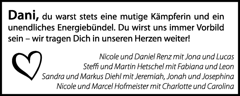  Traueranzeige für Daniela Stief vom 06.03.2021 aus GESAMT