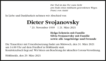 Traueranzeige von Dieter Svojanovsky von GESAMT