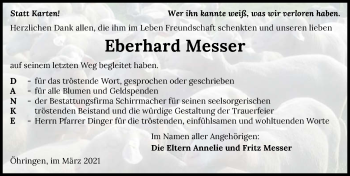 Traueranzeige von Eberhardt Messer von GESAMT