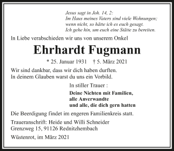Traueranzeige von Ehrhardt Fugmann von GESAMT