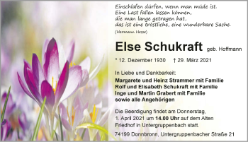 Traueranzeige von Else Schukraft von GESAMT