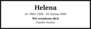 Traueranzeige von Helena Strobel von GESAMT