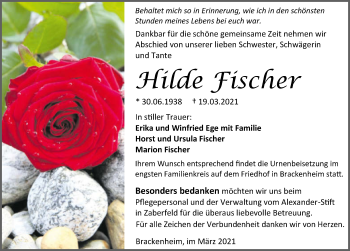 Traueranzeige von Hilde Fischer von GESAMT