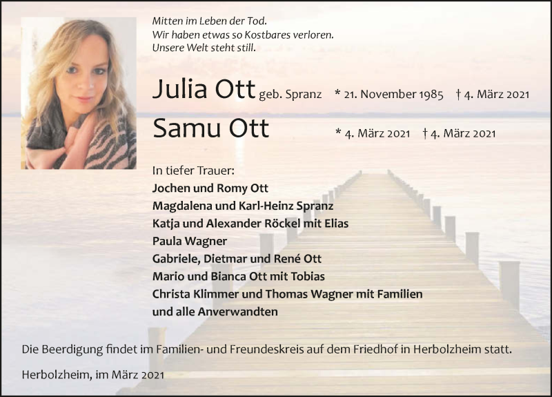  Traueranzeige für Julia Ott vom 09.03.2021 aus GESAMT