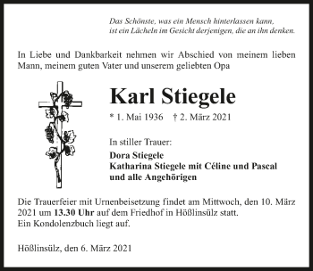 Traueranzeige von Karl Stiegele von GESAMT