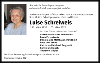 Traueranzeige von Luise Schreiweis von GESAMT
