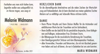 Traueranzeige von Melanie Widmann von GESAMT