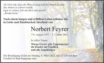 Traueranzeige von Norbert Feyrer von GESAMT