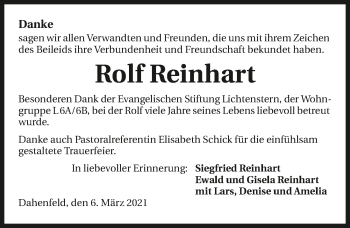 Traueranzeige von Rolf Reinhart von GESAMT