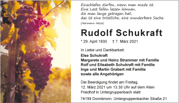 Traueranzeige von Rudolf Schukraft von GESAMT