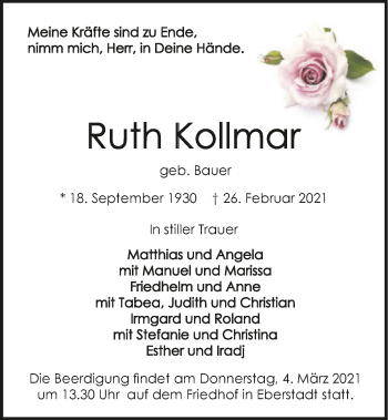 Traueranzeige von Ruth Kollmar von GESAMT
