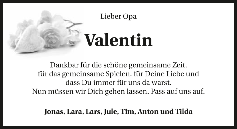  Traueranzeige für Valentin Hillenmaier vom 16.03.2021 aus GESAMT
