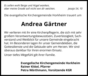 Traueranzeige von Andrea Gärtner von GESAMT