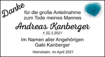 Traueranzeige von Andreas Kanberger von GESAMT