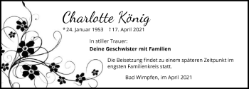 Traueranzeige von Charlotte König von GESAMT