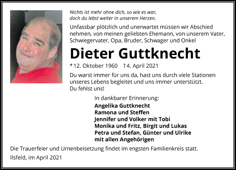  Traueranzeige für Dieter Guttknecht vom 07.04.2021 aus GESAMT